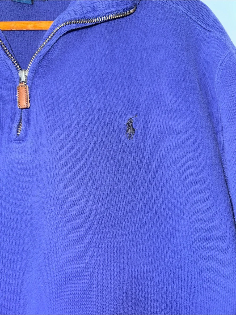 Polo by Ralph Lauren Men's Quarter-Zip Sweater Royal Blue Sz Large 100% cotton
